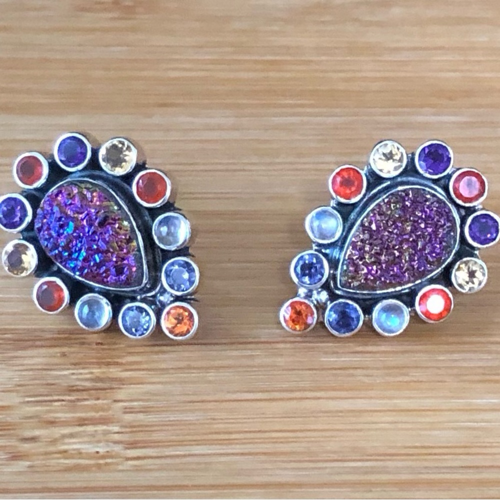 $59 Nicky Butler Estate Clip On Earrings Sterling Silver 925 NB India - Picture 3 of 3